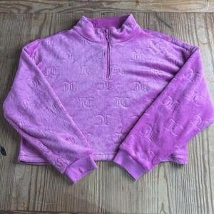 NWT Juicy Couture Sleep‎ Loungewear Set Quarter Zip Wide Leg Pink Soft Y2K Sz XL